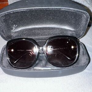Salvatore Ferragamo Black Sunglasses with case